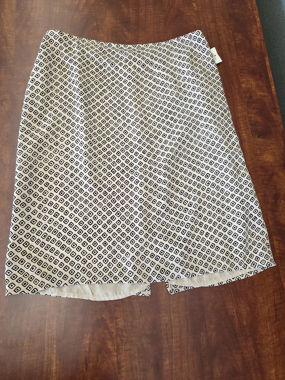 Worthington Black and Cream Diamond-Print Skirt